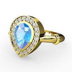 Esinti Yüzük - Akuamarin ve swarovski 8 ayar altın yüzük #1sl01tn