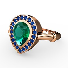 Yeşil kuvars ve lab safir 925 ayar rose altın kaplama gümüş yüzük