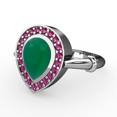 Kök zümrüt ve rodolit garnet 925 ayar gümüş yüzük