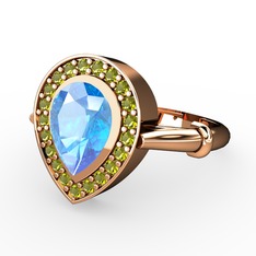 Akuamarin ve peridot 14 ayar rose altın yüzük