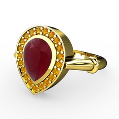 Esinti Yüzük - Kök yakut ve sitrin 925 ayar altın kaplama gümüş yüzük #1v6mxcr