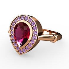 Rodolit garnet ve ametist 8 ayar rose altın yüzük