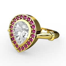 Esinti Yüzük - Swarovski ve rodolit garnet 925 ayar altın kaplama gümüş yüzük #1xgagzo