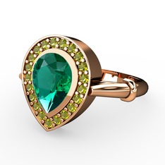 Yeşil kuvars ve peridot 14 ayar rose altın yüzük