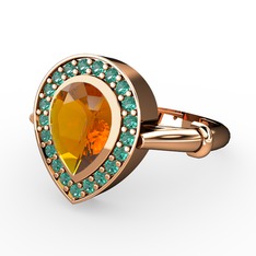 Esinti Yüzük - Sitrin ve yeşil kuvars 8 ayar rose altın yüzük #2a7c67