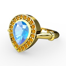 Esinti Yüzük - Akuamarin ve sitrin 18 ayar altın yüzük #2ibo0g
