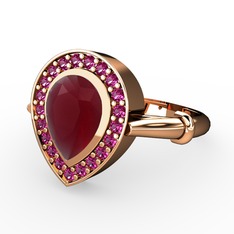 Esinti Yüzük - Kök yakut ve rodolit garnet 18 ayar rose altın yüzük #35wbj0