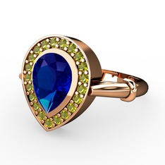 Lab safir ve peridot 8 ayar rose altın yüzük