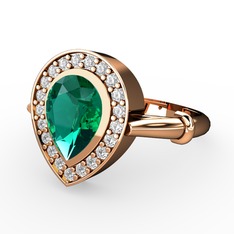 Yeşil kuvars ve swarovski 8 ayar rose altın yüzük