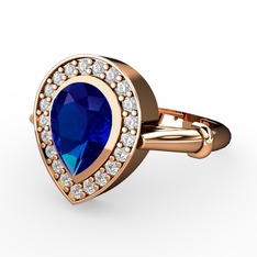 Esinti Yüzük - Lab safir ve pırlanta 925 ayar rose altın kaplama gümüş yüzük (0.22 karat) #6nt66l