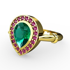 Esinti Yüzük - Yeşil kuvars ve rodolit garnet 925 ayar altın kaplama gümüş yüzük #7x987g