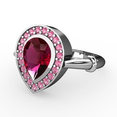 Esinti Yüzük - Rodolit garnet ve pembe kuvars 925 ayar gümüş yüzük #8rs6tn