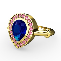 Esinti Yüzük - Lab safir ve pembe kuvars 8 ayar altın yüzük #9pa36b