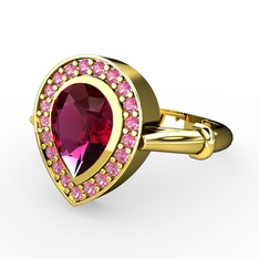 Esinti Yüzük - Rodolit garnet ve pembe kuvars 8 ayar altın yüzük #athubk