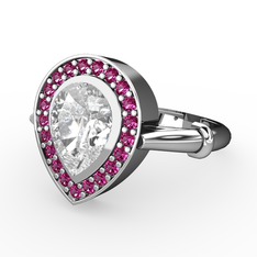 Esinti Yüzük - Swarovski ve rodolit garnet 18 ayar beyaz altın yüzük #bqmhve