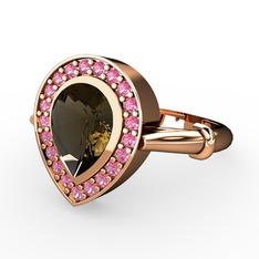 Esinti Yüzük - Dumanlı kuvars ve pembe kuvars 18 ayar rose altın yüzük #cnhv3w