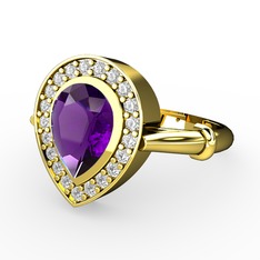 Ametist ve swarovski 8 ayar altın yüzük