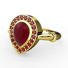 Esinti Yüzük - Kök yakut ve garnet 14 ayar altın yüzük #dj9vy