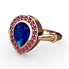Lab safir ve rodolit garnet 18 ayar rose altın yüzük