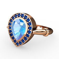 Esinti Yüzük - Akuamarin ve lab safir 18 ayar rose altın yüzük #f5yfft