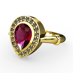 Rodolit garnet ve dumanlı kuvars 8 ayar altın yüzük