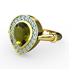 Esinti Yüzük - Peridot ve akuamarin 925 ayar altın kaplama gümüş yüzük #fjyzki