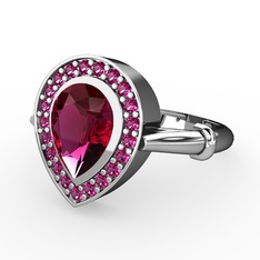 Rodolit garnet 14 ayar beyaz altın yüzük