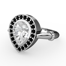 Esinti Yüzük - Swarovski ve siyah zirkon 8 ayar beyaz altın yüzük #guv5we