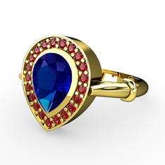 Esinti Yüzük - Lab safir ve garnet 14 ayar altın yüzük #hp1nv8