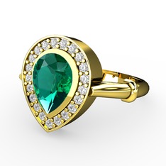 Esinti Yüzük - Yeşil kuvars ve pırlanta 18 ayar altın yüzük (0.22 karat) #jjm2xd