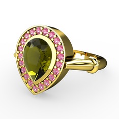 Esinti Yüzük - Peridot ve pembe kuvars 14 ayar altın yüzük #kfft4q