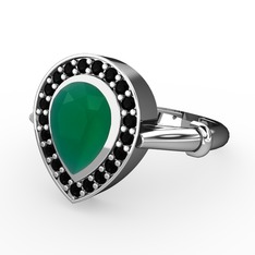 Esinti Yüzük - Kök zümrüt ve siyah zirkon 925 ayar gümüş yüzük #ls8uq5