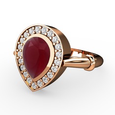 Esinti Yüzük - Kök yakut ve swarovski 8 ayar rose altın yüzük #p7urqs