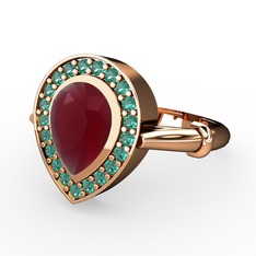 Esinti Yüzük - Kök yakut ve yeşil kuvars 925 ayar rose altın kaplama gümüş yüzük #pu1iaq