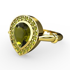 Peridot 925 ayar altın kaplama gümüş yüzük