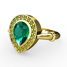 Yeşil kuvars ve peridot 18 ayar altın yüzük