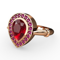 Garnet ve rodolit garnet 18 ayar rose altın yüzük