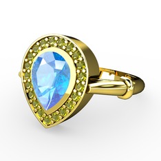 Akuamarin ve peridot 18 ayar altın yüzük