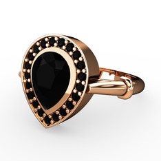 Esinti Yüzük - Siyah zirkon 18 ayar rose altın yüzük #tvl2q0