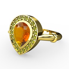 Esinti Yüzük - Sitrin ve peridot 925 ayar altın kaplama gümüş yüzük #twhag3