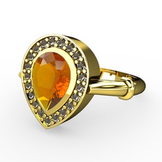 Esinti Yüzük - Sitrin ve dumanlı kuvars 14 ayar altın yüzük #tzr3z8