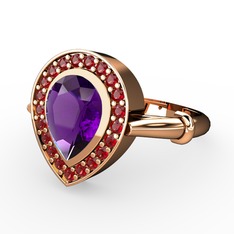 Ametist ve garnet 14 ayar rose altın yüzük