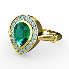 Esinti Yüzük - Yeşil kuvars ve akuamarin 14 ayar altın yüzük #wgamgz