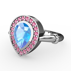 Akuamarin ve pembe kuvars 925 ayar gümüş yüzük