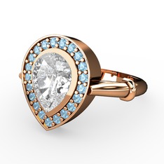 Esinti Yüzük - Swarovski ve akuamarin 14 ayar rose altın yüzük #y7xdtq