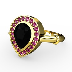 Esinti Yüzük - Siyah zirkon ve rodolit garnet 8 ayar altın yüzük #ymssoo
