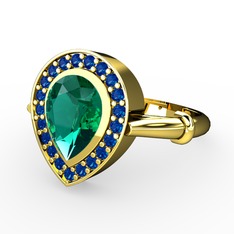 Esinti Yüzük - Yeşil kuvars ve lab safir 925 ayar altın kaplama gümüş yüzük #ysxz2y