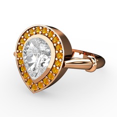 Swarovski ve sitrin 14 ayar rose altın yüzük