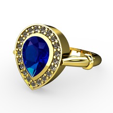 Esinti Yüzük - Lab safir ve dumanlı kuvars 925 ayar altın kaplama gümüş yüzük #yxwabb