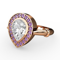 Swarovski ve ametist 8 ayar rose altın yüzük